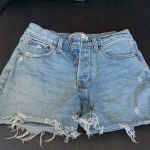 Abercrombie & Fitch Light Blue Distressed Jean Shorts